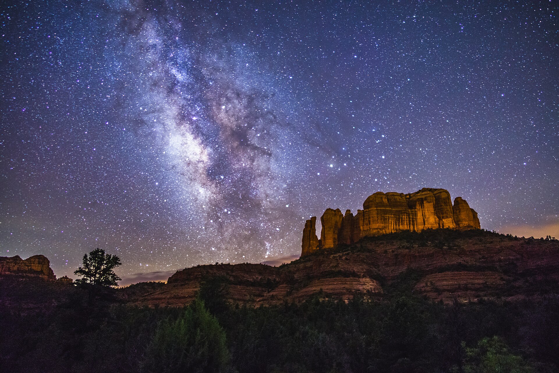The Milky Way rising above Cathedral Rock under Sedona's dark sky